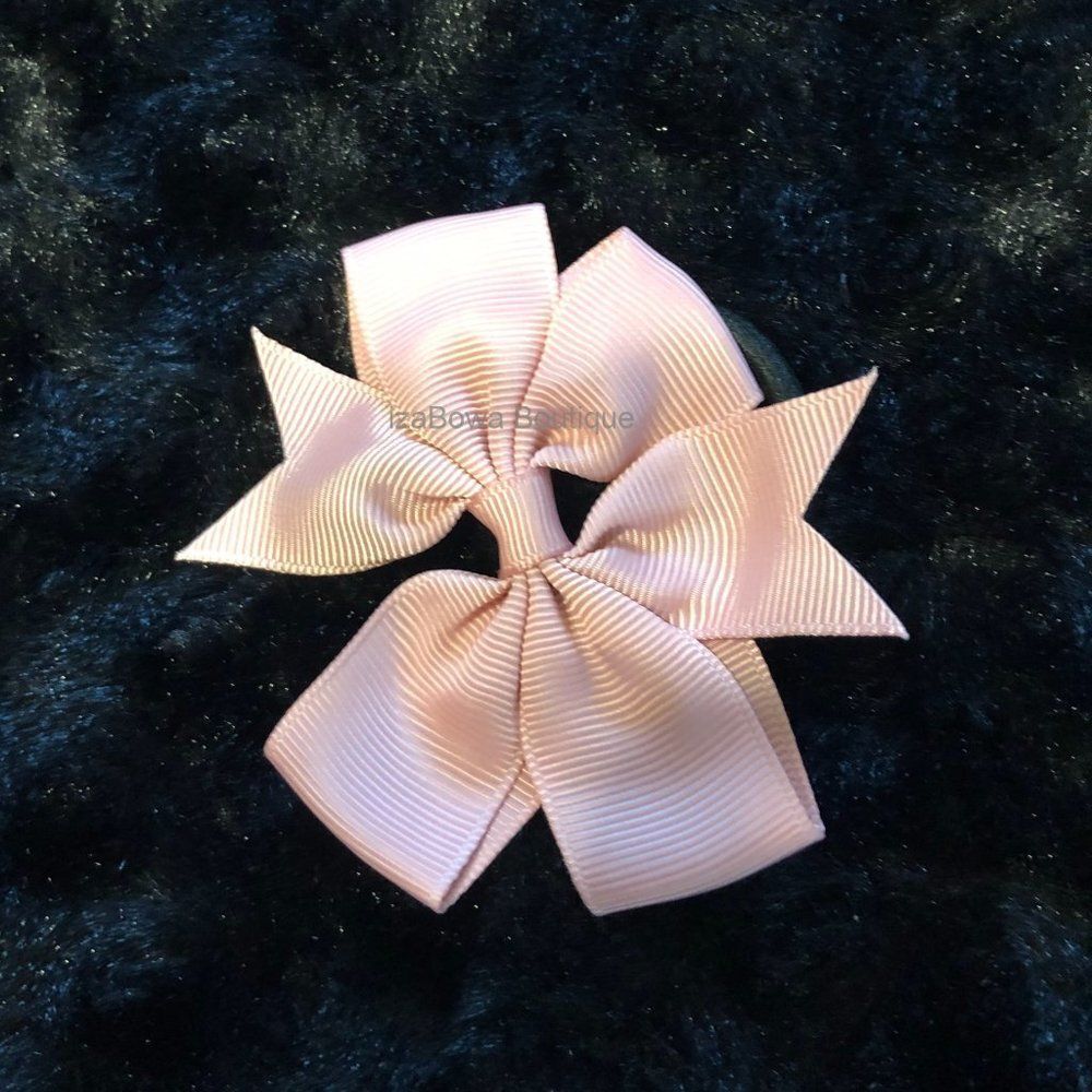 SET of Dusty Rose 3" Pinwheel Bow Ponytail  PO4087  HAND CRAFTED  Boutique